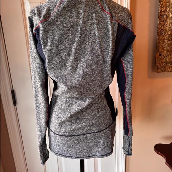 Athleta women’s Running Pullover with 1/2 zip front & mock neck- Gray and Navy - Picture 7 of 11